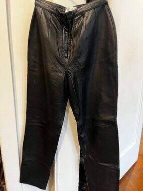 Vintage Valerie Stevens High Rise Black Leather Pants